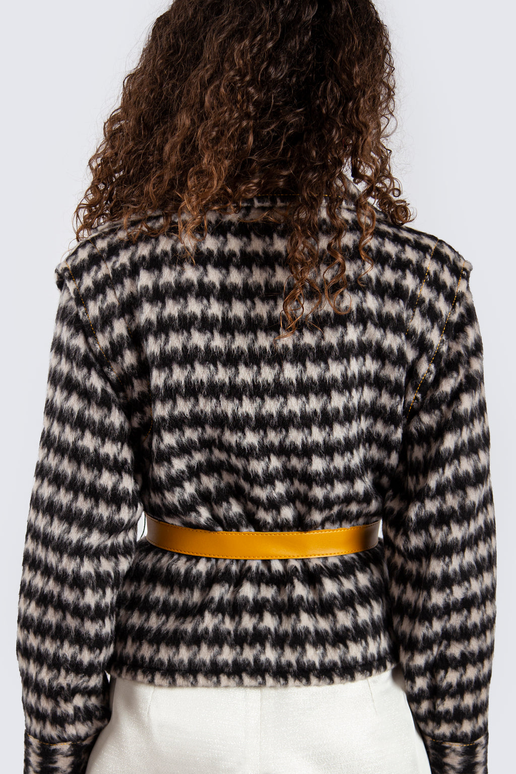 Black and White Checked Wool Jacket