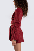 Suede Burgundy Top with Gold Studs