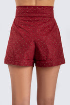 Suede Burgundy Short with Gold Studs