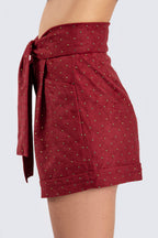 Suede Burgundy Short with Gold Studs