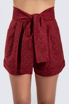Suede Burgundy Short with Gold Studs