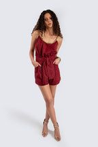Suede Burgundy Short with Gold Studs