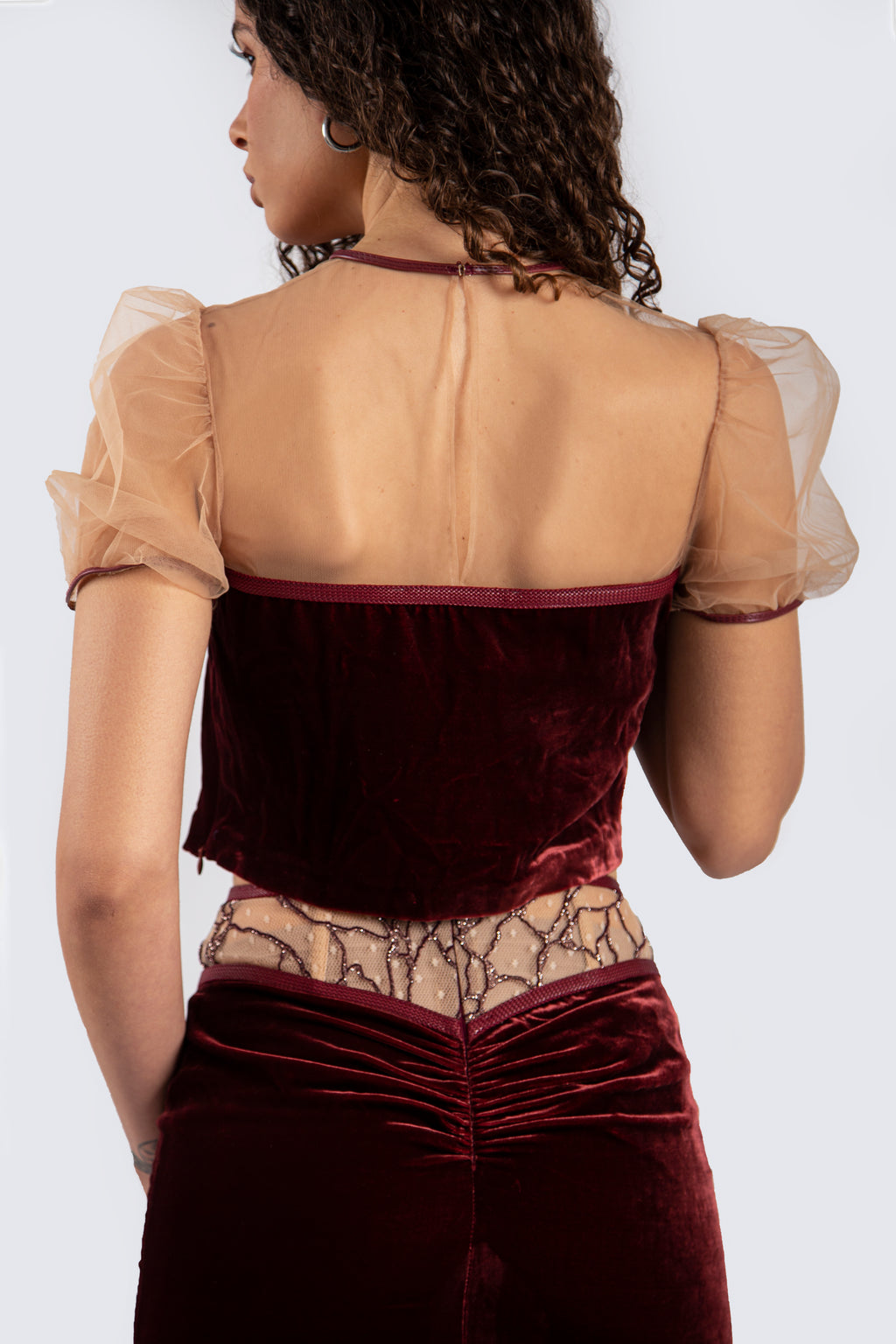 Burgundy skirt with details