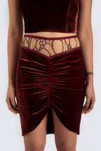 Burgundy skirt with details