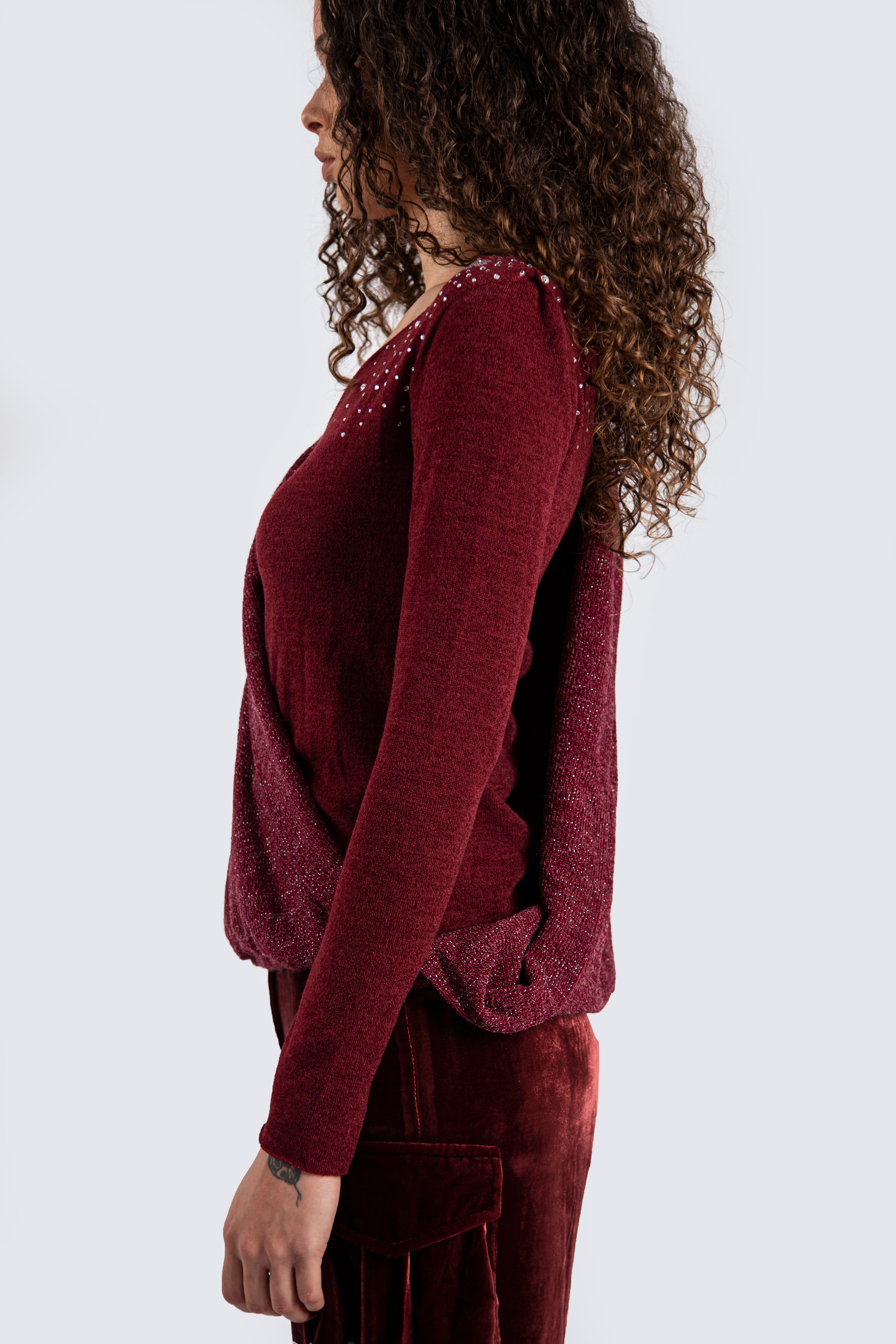 Burgundy Sleeve Top