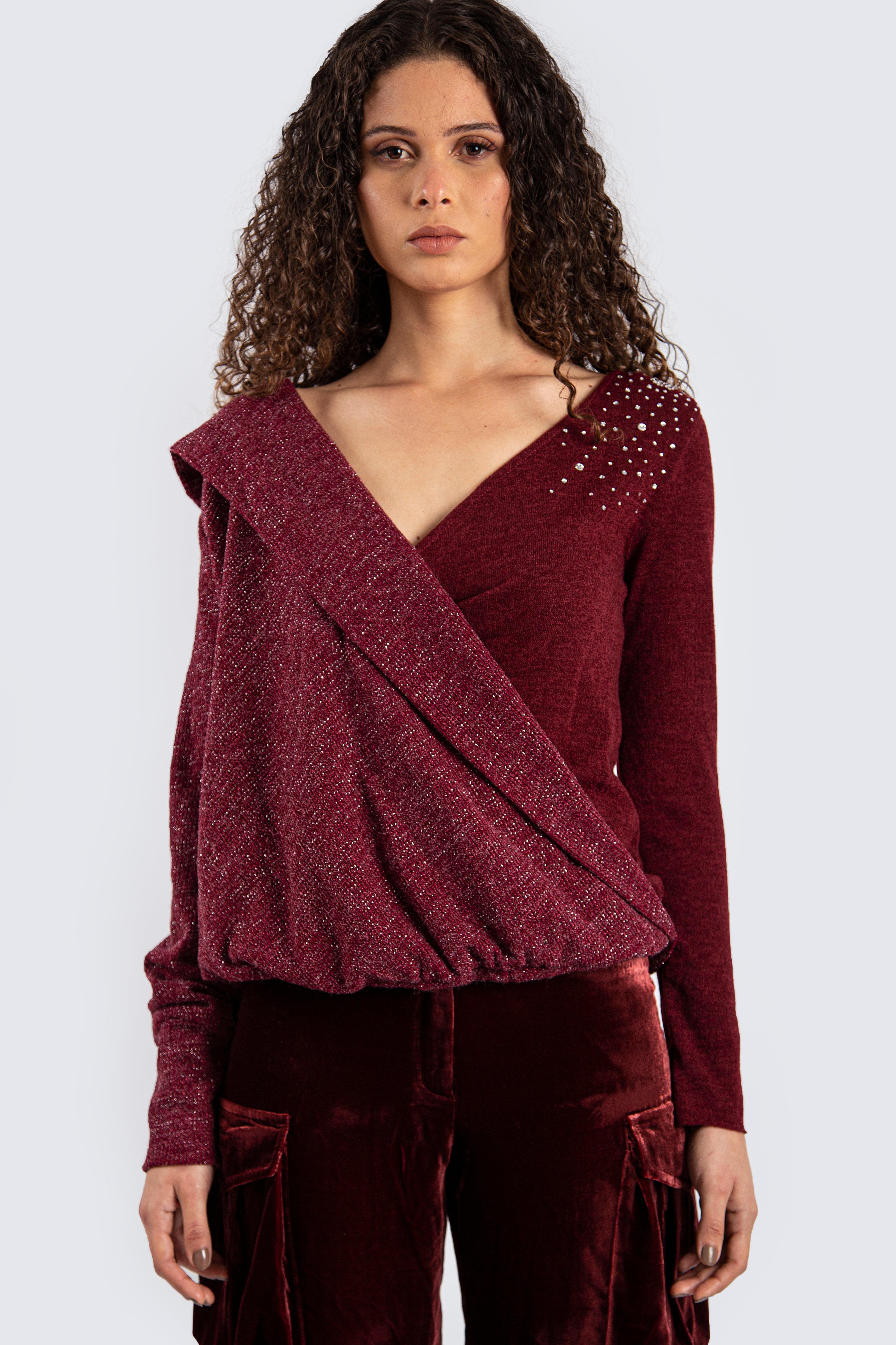 Burgundy Sleeve Top
