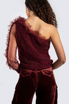 One Shoulder Burgundy Top