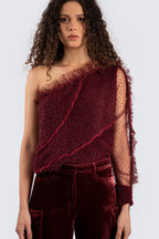 One Shoulder Burgundy Top