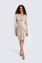 Beige set top and skirt