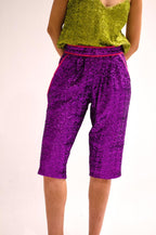 Dark Purple Sequin Bermuda Shorts