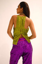 Dark Purple Sequin Bermuda Shorts