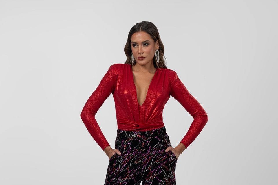 Red Shimmery bodysuit